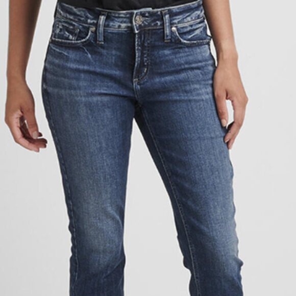 Silver Jeans Denim - Silver Elyse Straight Crop Jeans, medium/dark blue, size 29